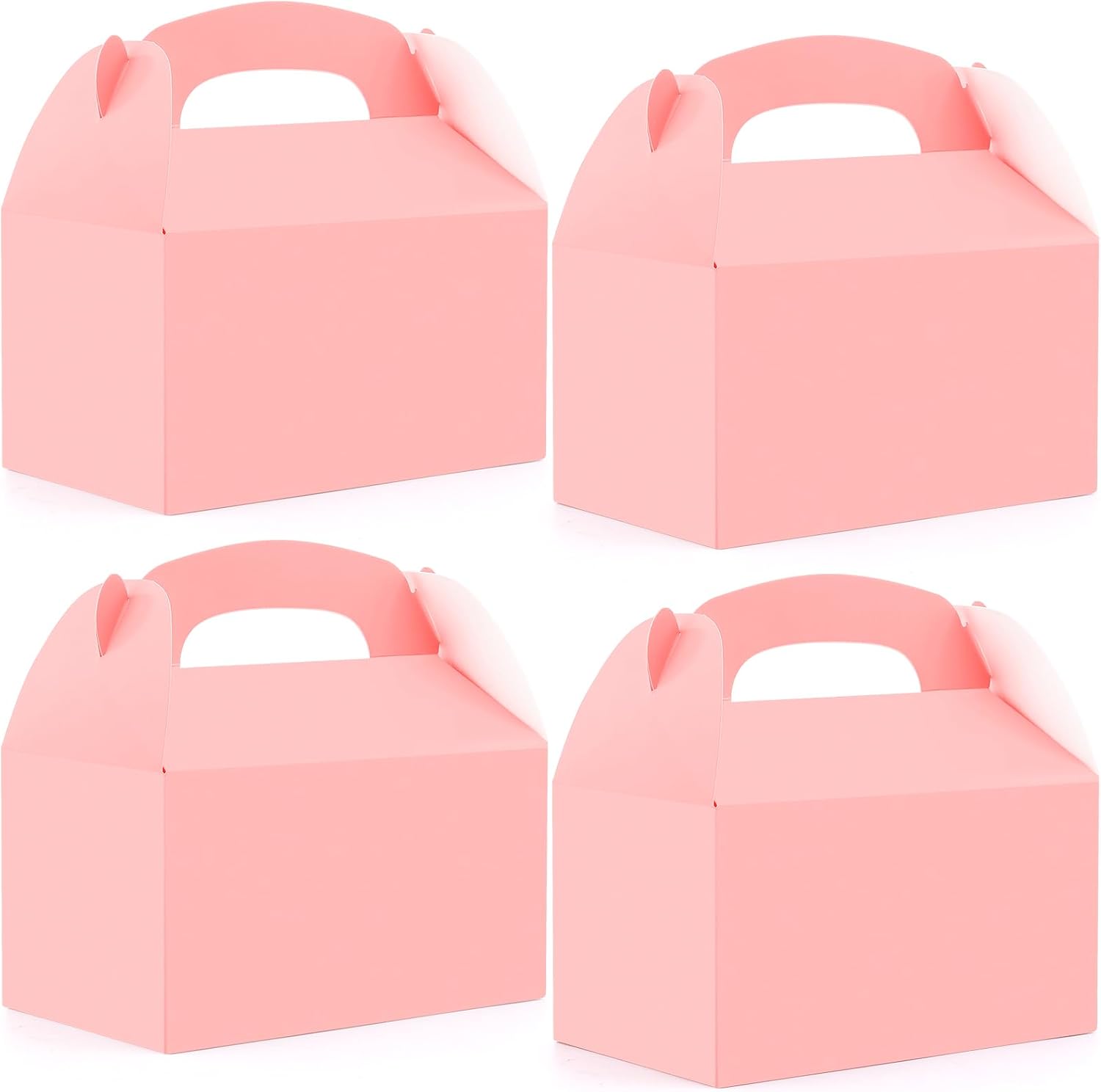 Jeffbaubl 50 Pcs Gable Boxes, White Party Favor Treat Boxes, 6.2 x 3.3 x 3.6 Inch Gable Gift Box with Handles, White Goodie Box for Candy Cookies Gifts Wedding Birthday Party Favor Anniversary