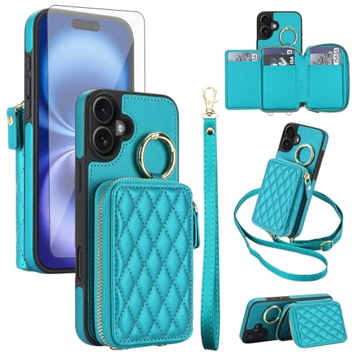 Coque de téléphone pour iPhone 16 6.1" portefeuille RFID avec fermeture