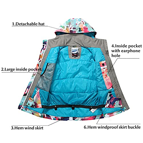 Gsou Snow Womens Ski Jackets And Pants Set Snowsuit Snowboarding Warm Winter Coat Hooded Waterproof Windproof Insulated,Pink Camouflage,M #TOP1
