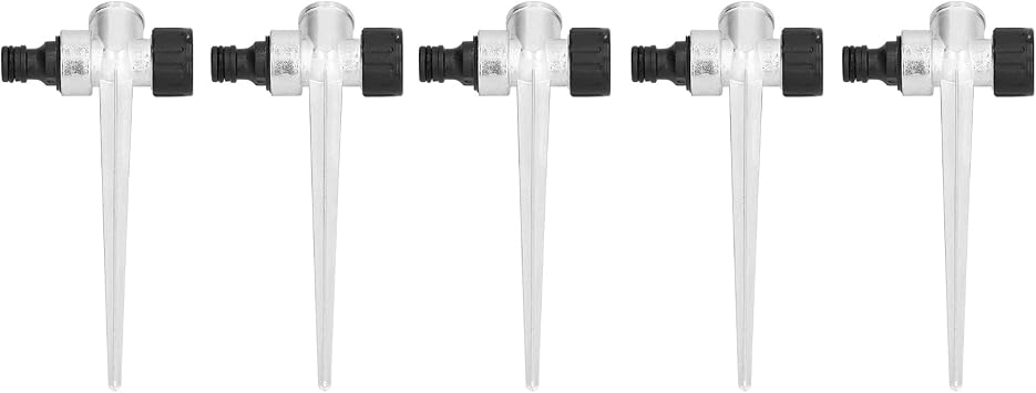 Lawn Sprinkler Spike 5 Pack | 1/2 Inch Female Thread Metal Base for Drip Irrigation/Micro Sprinklers/Garden Watering | Oxidation Guarded Connector with Side External Thread