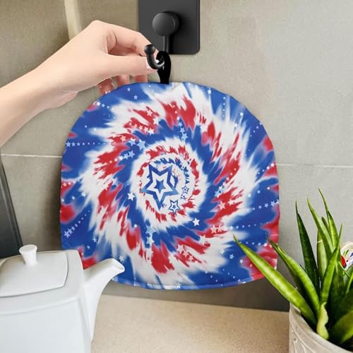 Image of Stars and Stripes Tea Cosy for Teapot Keeping Warm Tea Pot Cozy Red White and Blue Decor Teapot Insulation Cover for Breakfast Warmer Kitchen Decorative