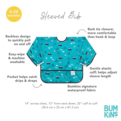 image for Bumkins Sleeved Bib for Girl or Boy, Baby and Toddler for 6-24 Mos, Es