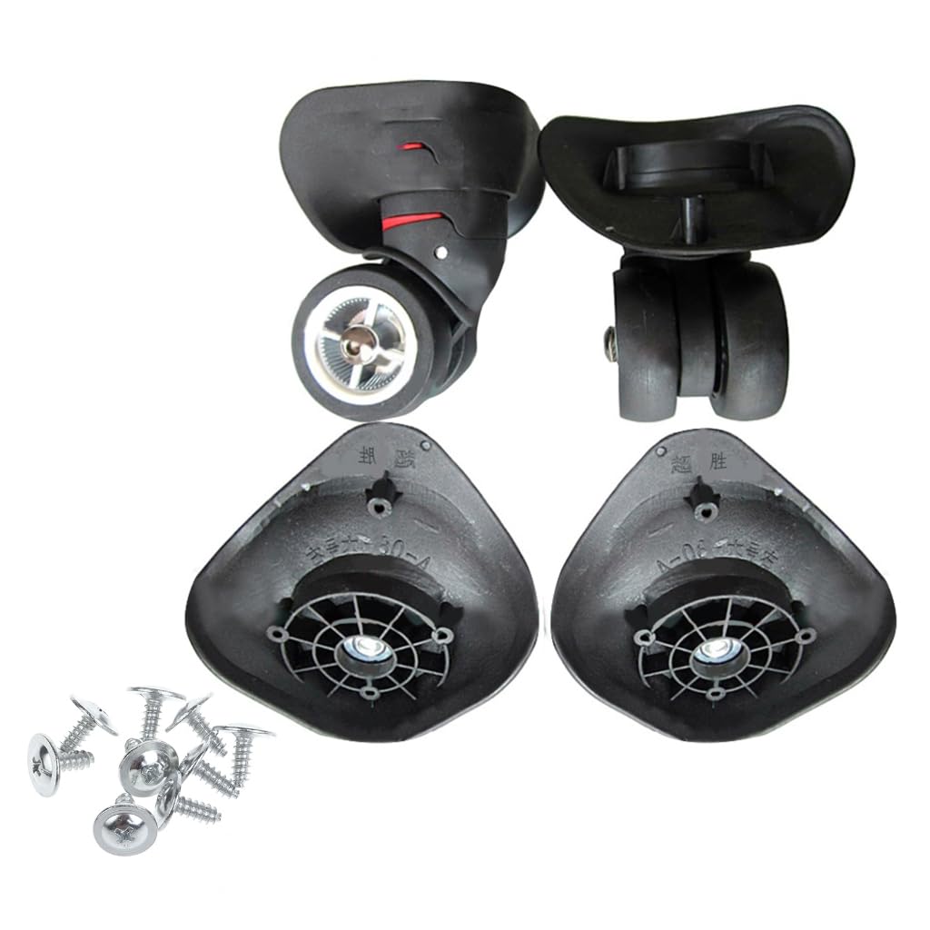 Kofferrollen Ersatz Set | 2 Stück Schwarz | 360° Drehbar Für Hart-/Weichschalen Koffer