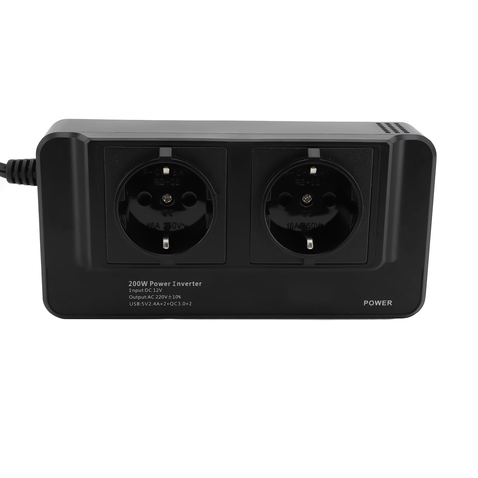 Convertidor de Corriente para Coche de 200W, Inversor Portátil con 4 Salidas Dobles de Puertos USB, Entrada DC12v (220V Enchufe de la UE)
