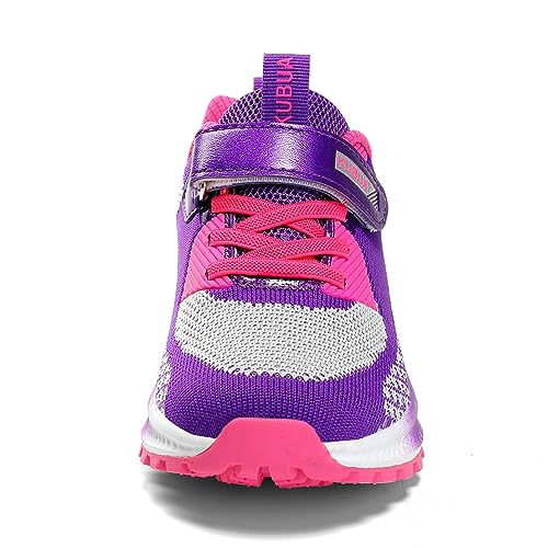 Image of KUBUA Kids Sneakers Lightweight Boys Girls Tennis Shoes Purple Grey