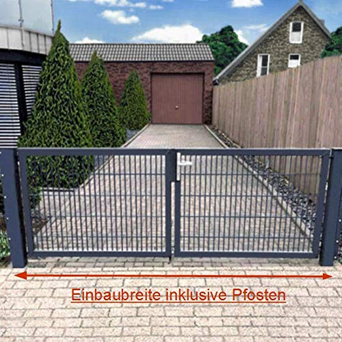 SRM Design Doppelflügeltor Einfahrtstor Gartentor Matten-Tor Hoftor Anthrazit 250cm x 123cm