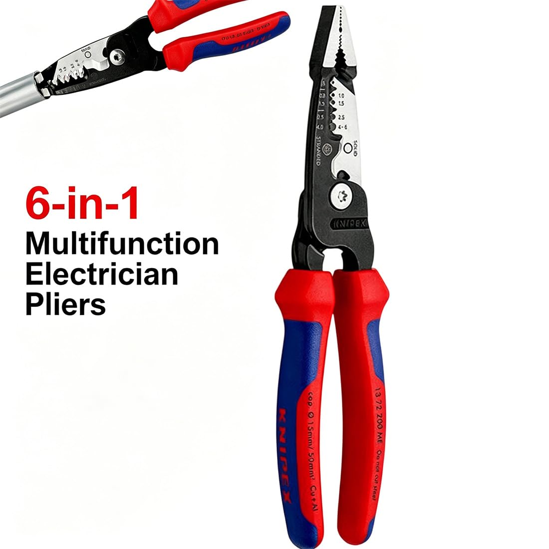 Pelacables forjados, alicates multifuncionales para electricistas, pelacables de grado profesional con asas de agarre cómodo, para cortar cables y engarzar (2 unidades)