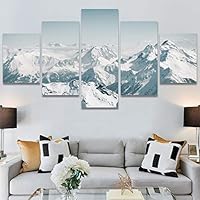 SIGNWIN 5 Panel Canvas Wall Art Modern Art Expressive Landscape Modern Mountain Top Multicolor Photography for Home Decorations Ready to Hang - 60