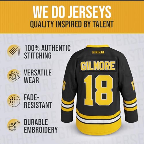 UNLC Happy Gilmore #18 Kids Hockey Jersey – Black 90s Comedy-Inspired Throwback, Stitched Letters, Black, Youth Sizes Large by UNLC - Image 3