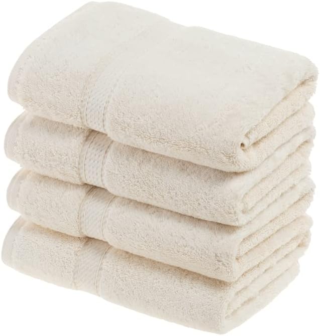 Superior Egyptian Cotton Pile 6 Piece Towel Set, Includes 2 Bath, 2 Hand, 2 Face Towels/Washcloths, Ultra Soft Luxury Towels, Thick Plush Essentials, Guest Bath, Spa, Hotel Bathroom, Cream