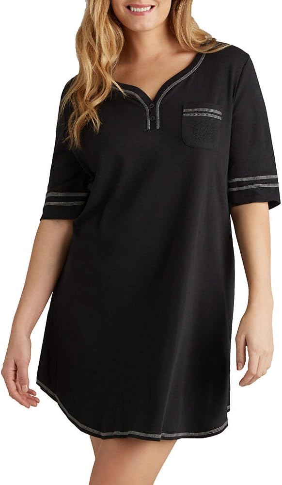 Karen Neuburger Women's Plus-Size Basic Henley Nightshirt