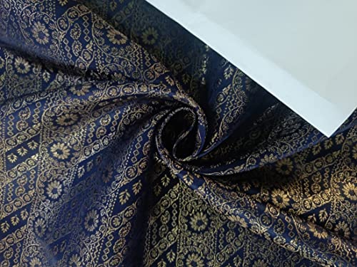 Tissu brocart bleu marine pastel BRO865 textile de prestige 111,8 cm