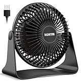 HONYIN 5'' Small USB Desk Fan, 3 Speeds Desktop Table Cooling Fan, 360° Rotatable, Strong Wind, Quie