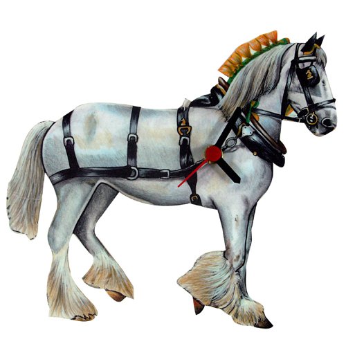Intrepid International White Shire Horse-Shaped Clock
