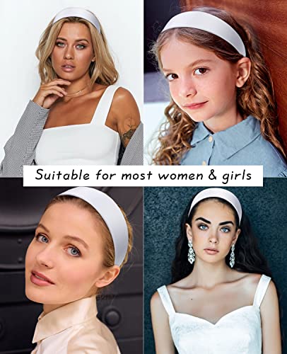 Wecoe White Headband 1.6 Inch Wide Silk Satin Headband Women Non Slip Fashion Plain Head Band Solid Hair Band Diy Holiday Hair Accessories For Women Girls Diademas Para Mujer Gifts #TOP3