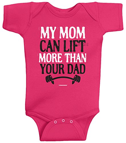 Threadrock Unisex Baby My Mom Can Lift More Than Your Dad Bodysuit 6M Hot Pink