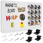 Raweao Magnetic White Board for Wall, Sticky Magnet Board for Fridge, Wall Mounted Metal Magnet Board for Photos, Toys, Spices and More(White - 1Pack)