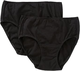 Cottonique Womens Latex Free Organic Cotton Brief Panty - 2 Pack, W22200, Black, 4