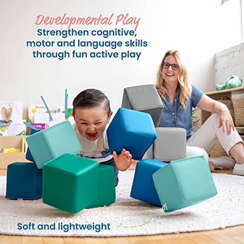 Softzone Patchwork Toddler Foam Block Playset, Soft Colorful Stacking, Indoor Building Block Set, Safe Active Play For Babies And Kids, 12-Piece - Contemporary #TOP3