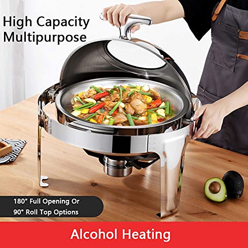hyywmgx 6,8 l Chafing Dish Buffetwärmer-Set mit sichtbarem Fenster, rundem Edelstahl-Roll-Top-Buffet mit… – Bild 3