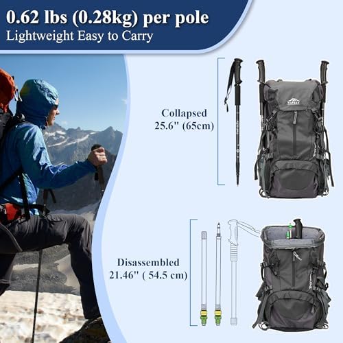 TheFitLife Nordic Walking Trekking Poles - 2 Packs with Antishock and Quick Lock System, Telescopic, Collapsible, Ultralight for Hiking, Camping, Mountaining, Backpacking, Walking, Trekking (Black) - 3