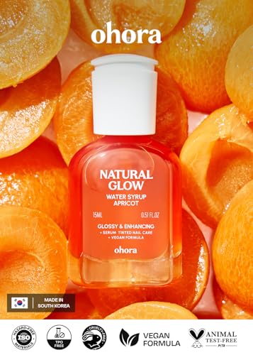 Image of ohora Natural Glow Water Syrup Nail Strengthener (Apricot) - Tinted Nail Hardener for Brittle, Damaged Nails, Quick-Dry Glossy Finish, Nail Repair & Growth, 15 mL
