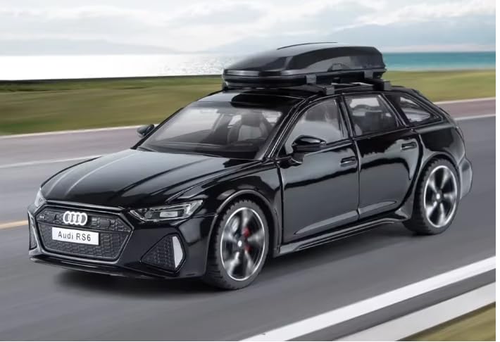 1:32 Scale Audi RS6 Quattro Diecast Car Model with Sound & Light, Black