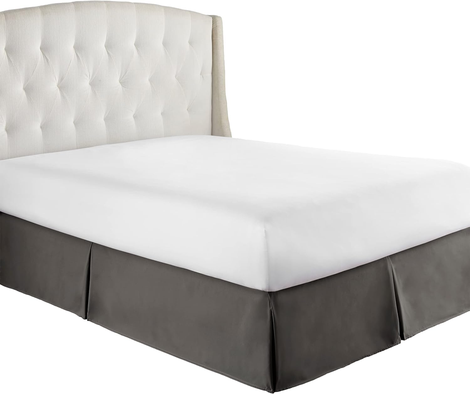 Texonicc Split Corner Bed Skirt 13 Inch Drop King Size 100% Egyptian Cotton Wrinkle and Fade Resistant Long Staple Premium 600 Thread Count Dark Grey Solid