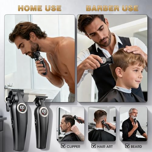 Karrte Professional Hair Clippers for Men，Barber Clippers and Trimmers Set，Electric Cordless Beards Trimmer with LED Display，Barber Kit and Grooming Set, Christmas Gift for Men — view 6