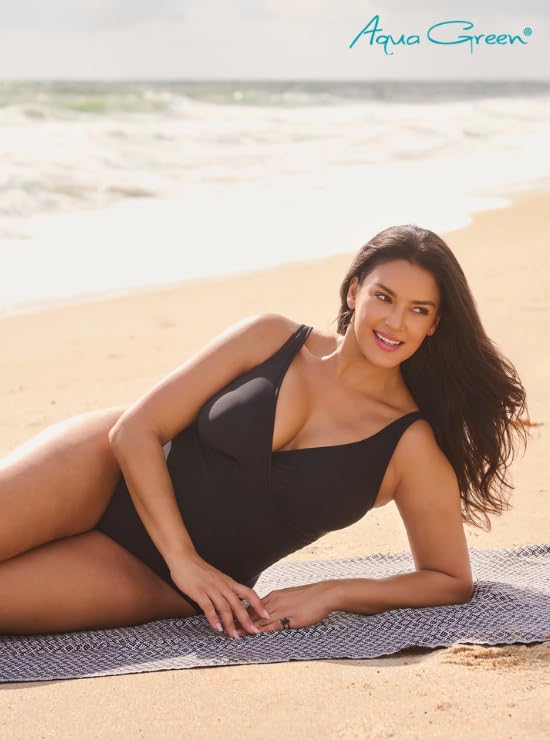 Aqua Green Women's Surplice Trim Overlay One Piece4