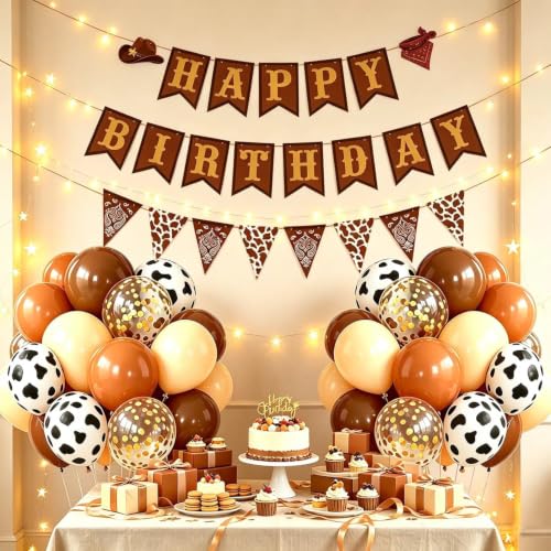 Image of Western Birthday Decorations, Cowboy Banner & Balloon Kit