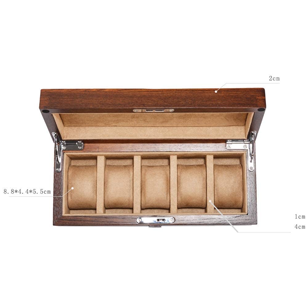 Uhrenbox aus Ulmenholz, reines Massivholz, Uhrenbox mit 5 Fächern, mechanische Uhren-Display-Sammlung, Aufbewahrungsbox, Schmuck-Organizer, perfekt für den persönlichen Gebrauch Present