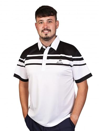 Henselite Style 22 Men's Bowls Polo, Color - White Black, Size- M