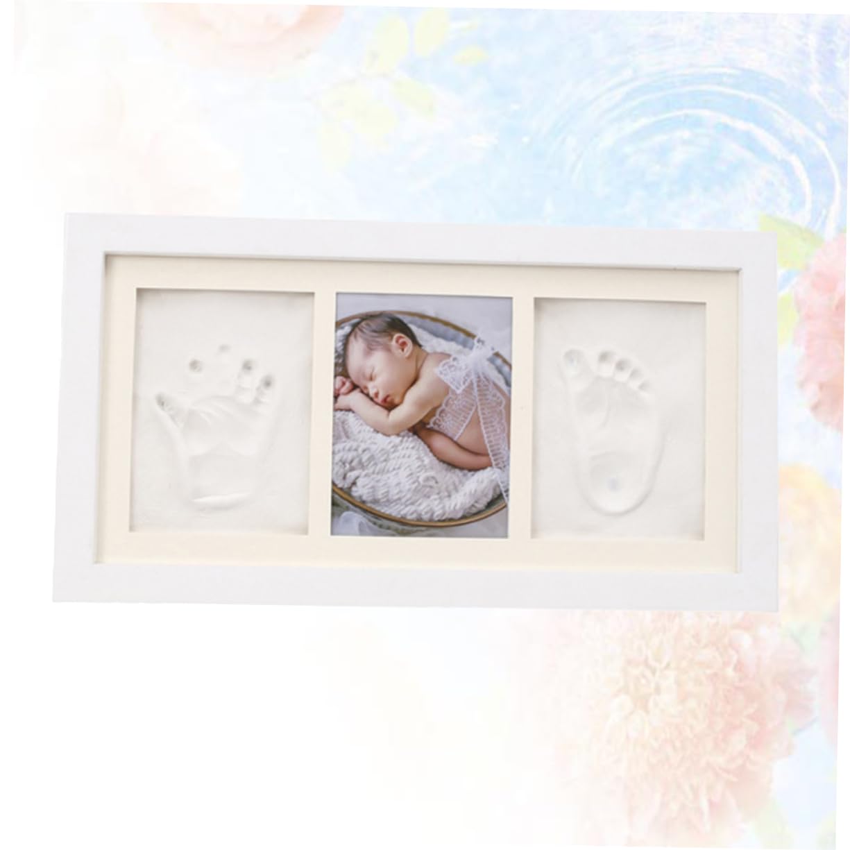 Totority Hand and Footprint Photo Frame Creative Keepsake Holder for Newborn Memories Chic White Decor for Home Office Includes White for Easy Imprints