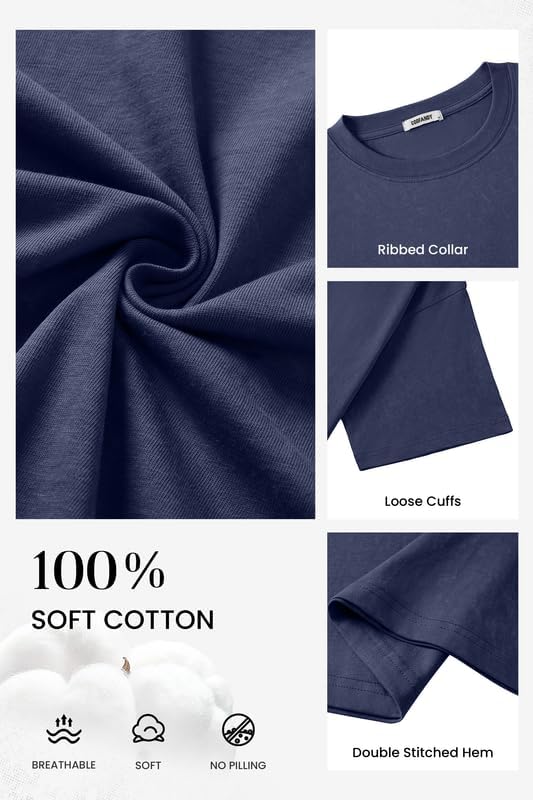 COOFANDY Men's Cotton T-Shirts Oversized Shirt Short Sleeves Streetwear Loose Fit Summer Tee Tops Washed Basic Unisex Shirts - Image 5