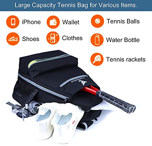 Tennis Bag Tennis Backpack for Women and Men Large Tennis Backpack Racket Bag to Hold Rackets, Balls and Other Accessories of Tennis, Pickleball, Racketball, Badminton（Black1） - Thumbnail 5
