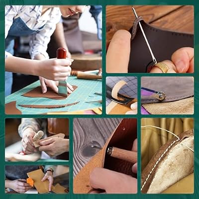 386 pcs Advanced Leather Sewing Tools and Supplies with Carrying Organizer Cutting Mat Stamping Tools Needles Snaps and Rivets Kit Perfect for Stitching Punching Cutting Sewing Leather Craft Making