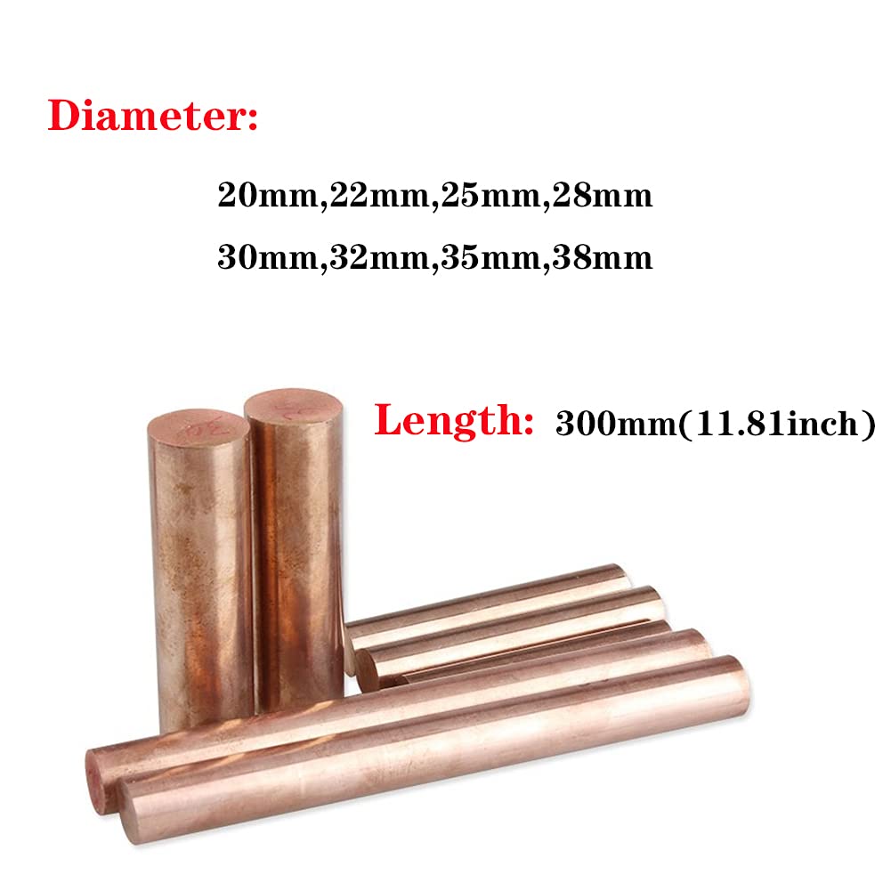 T2 Kupfer Rundstab Kupferstab für die Metallverarbeitung, Hobbys (1 PCS),L300mm,Diameter 22mm