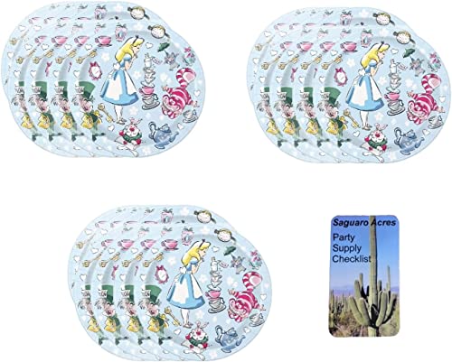 Saguaro Acres Alice in Wonderland 7 Inch Dessert Paper Plates Serves 24
