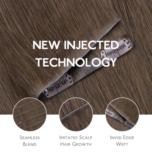 Image of WENNALIFE Invisible Edge Seamless Clip in Hair Extensions Real Human Hair