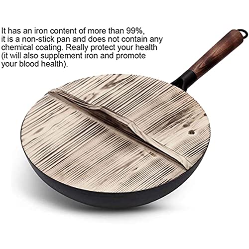 Wok de hierro con mango de madera 32cm sin recubrimiento miniatura 7