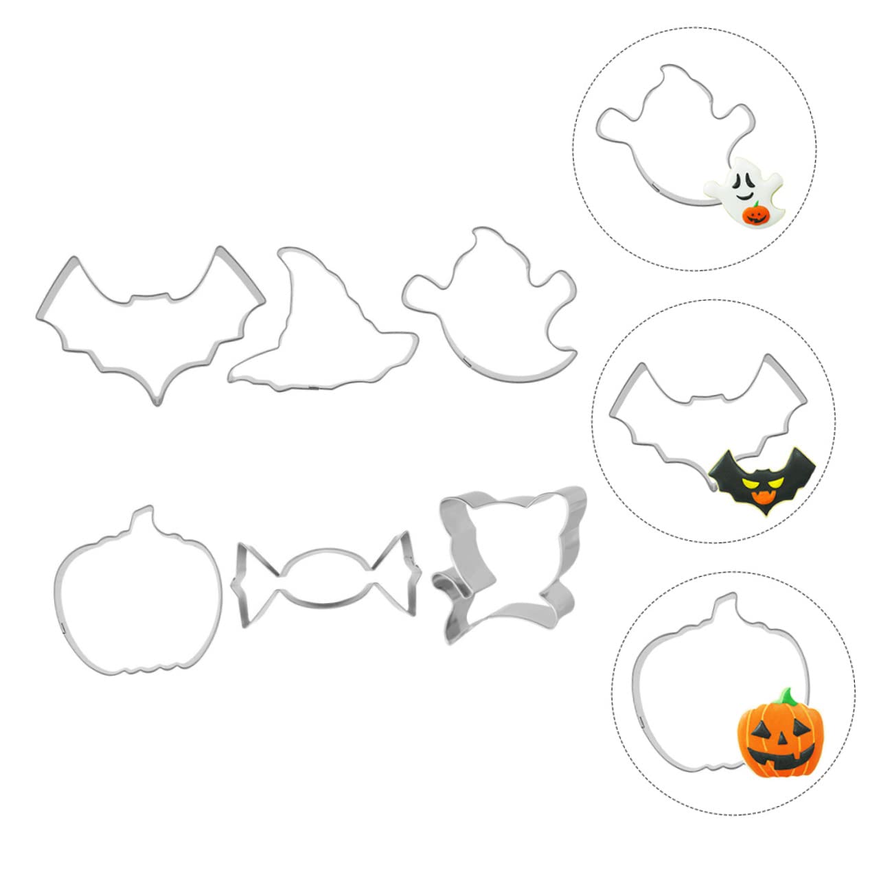 Cabilock 4 Sätze Halloween-schablonen Halloween Plätzchenform Keksformen Keksausstecher -keksform-set Wiederverwendbar Kessel Backzubehör Ausstechform Silver 6 Stück * 4