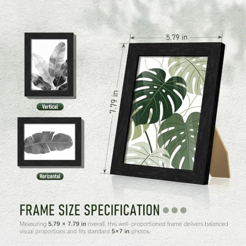 Image of 5x7 Picture Frame Set of 5, Solid Wood Frames, Black Woodgrain