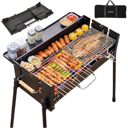 バーベキューコンロ bbq コンロ 大型 バーベキューグリル ステンレス 折りたたみ 焚き火台 4~10人用 炭火焼き 火力調節可能 調味料棚板付き蒸し焼き 燻製 チャコールグリル 軽量 キャンプ アウトドア