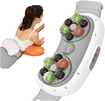 Electric Dual Massage Abdominal Massager Tummy Kneading Instrument 12 Bianstones Assist Deep Massage 45C Belly Hot Compress for Abdomen, Legs, Neck