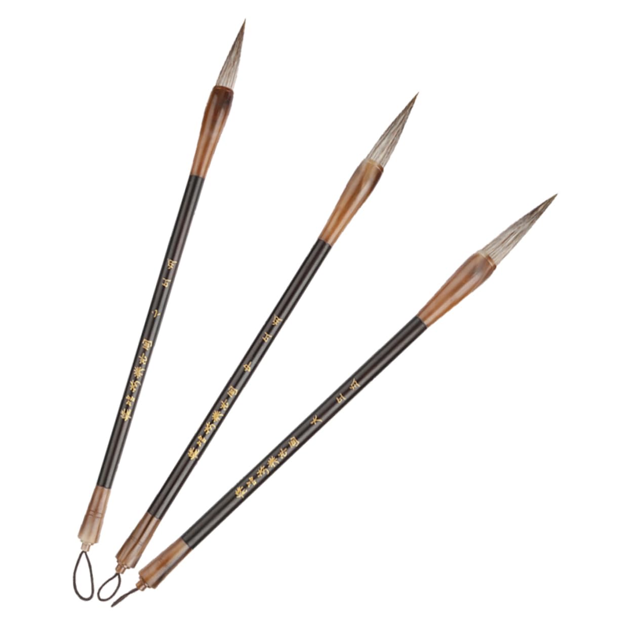 Angoily Calligraphy Accessory 3pcs Traditional Chinese Brush Pens Handmade for Art Students Artists
