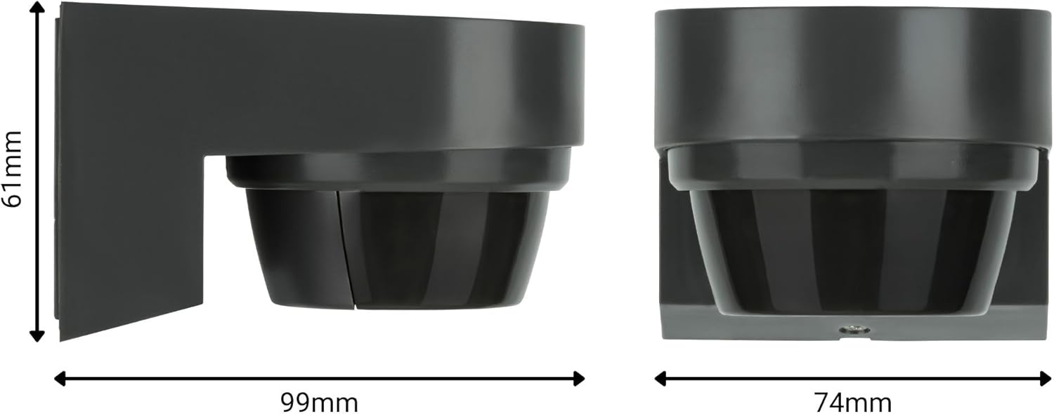 Lado view dimensions of the SEBSON motion detector, showing 99mm length and 61mm height.