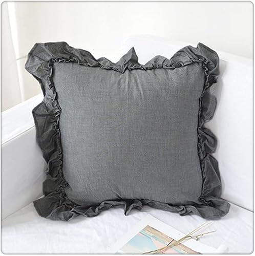 CZDYUF - Funda de cojín de encaje con volantes de color rosa blanco verde gris caqui funda de almohada Lumabr color gris tamaño 197 x 197in