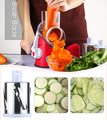 Ourokhome Rotary Cheese Grater Shredder And Hamburger Meat Chopper Stirrer, Round Food Slicer With 3 Drum Blades And Ground Beef Meat Breaker With Heat Resistant 5 Curved Blades #TOP1