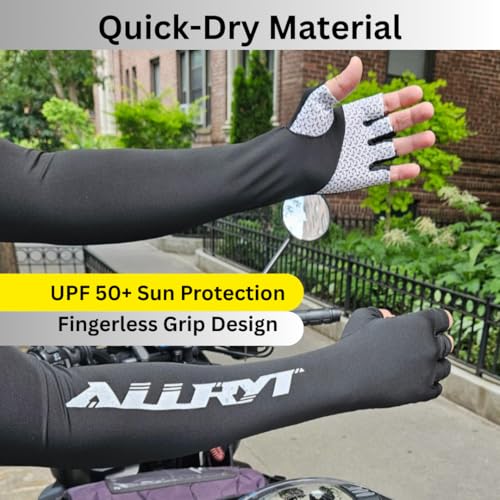 ArmorSleeves – 1 Pair of Fingerless Arm Sleeves – UPF 50+ Sun Protection, Breathable Compression, Black UV Sleeves for Delivery Riders, Cyclists & Outdoor Work4